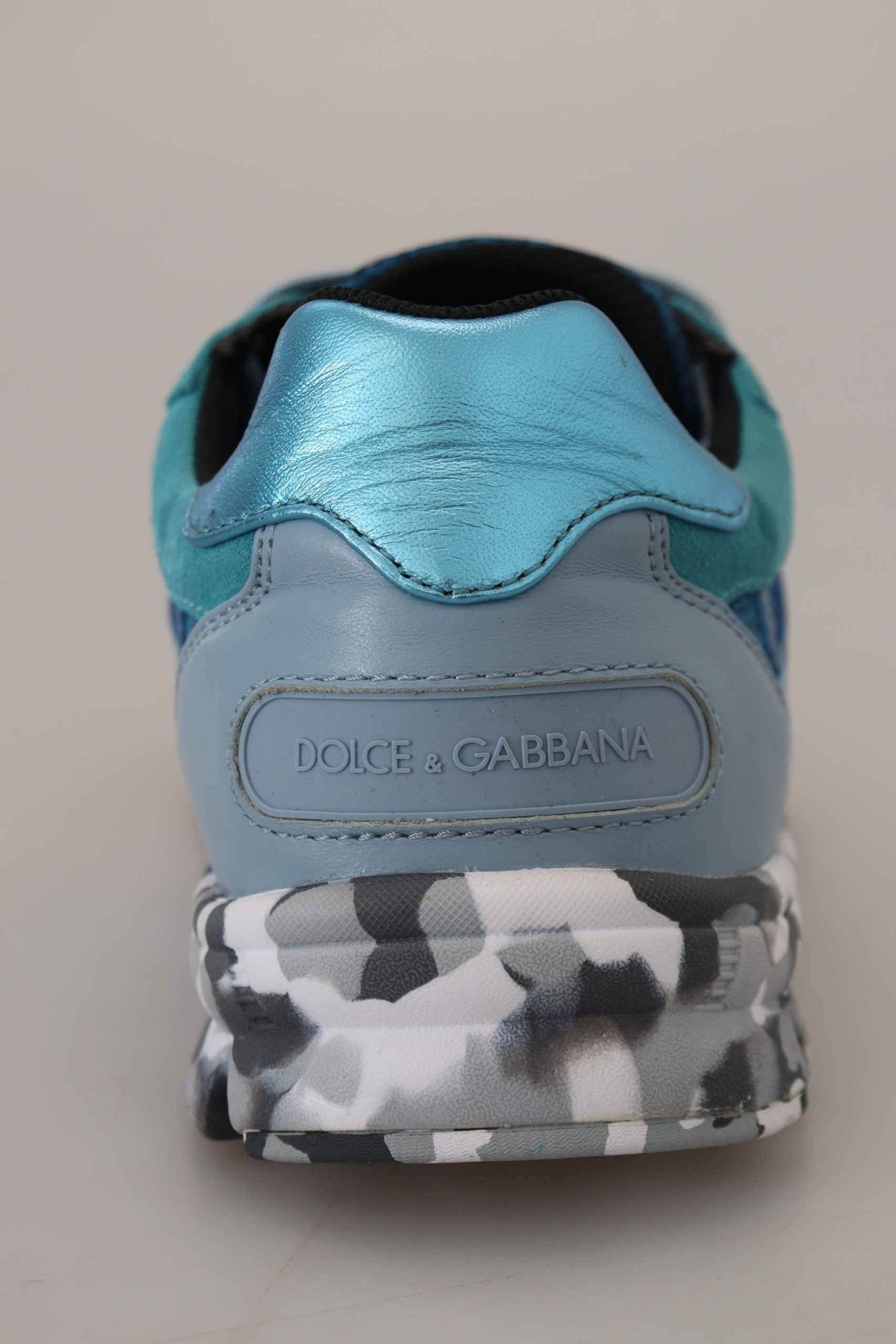 Dolce & Gabbana Blue Gray Leather Sport Low Top Sneakers LUNESCAPE