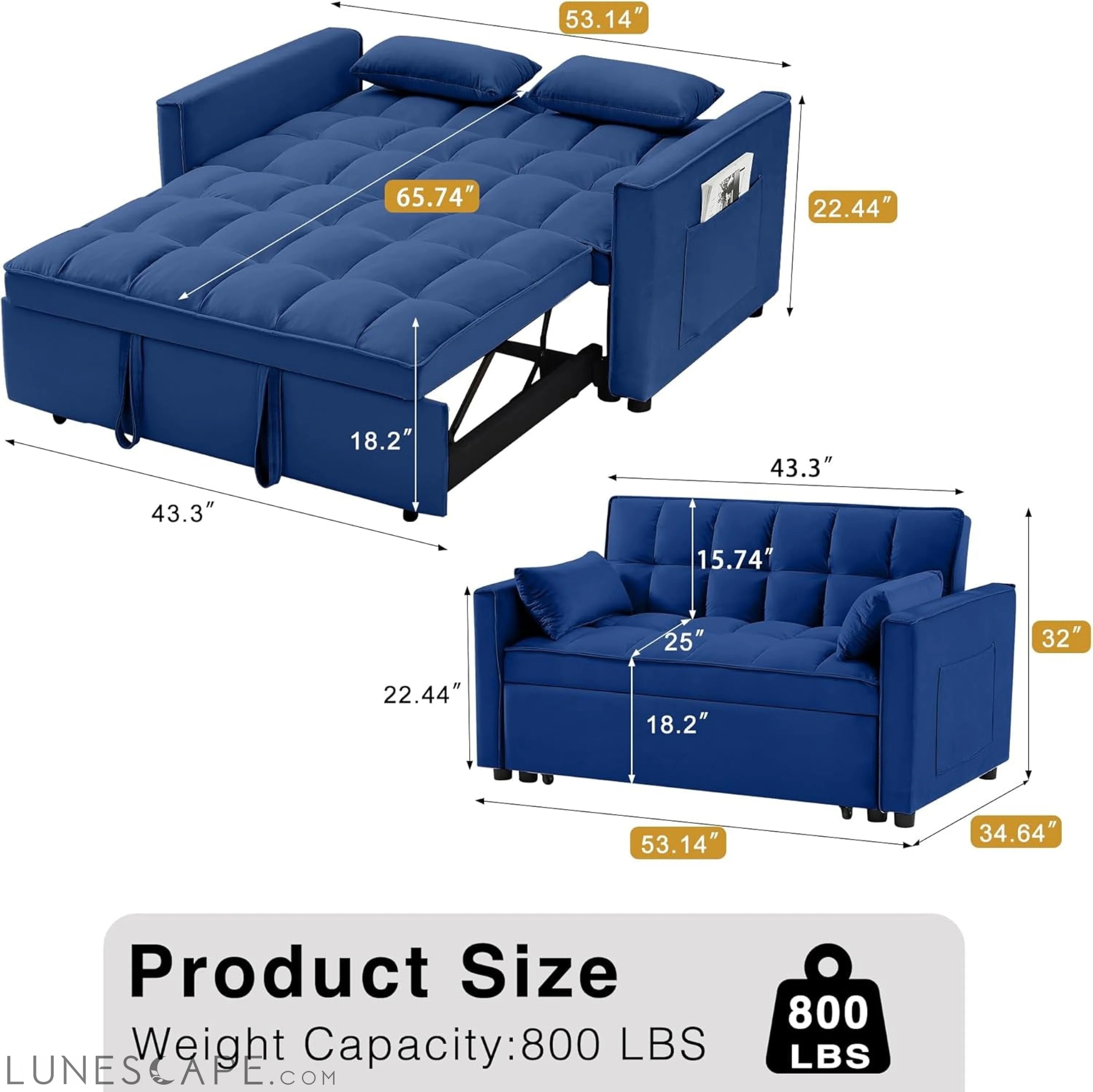 3 in 1 Convertible Sleeper Sofa Bed, Futon Couches for Living Room LUNESCAPE