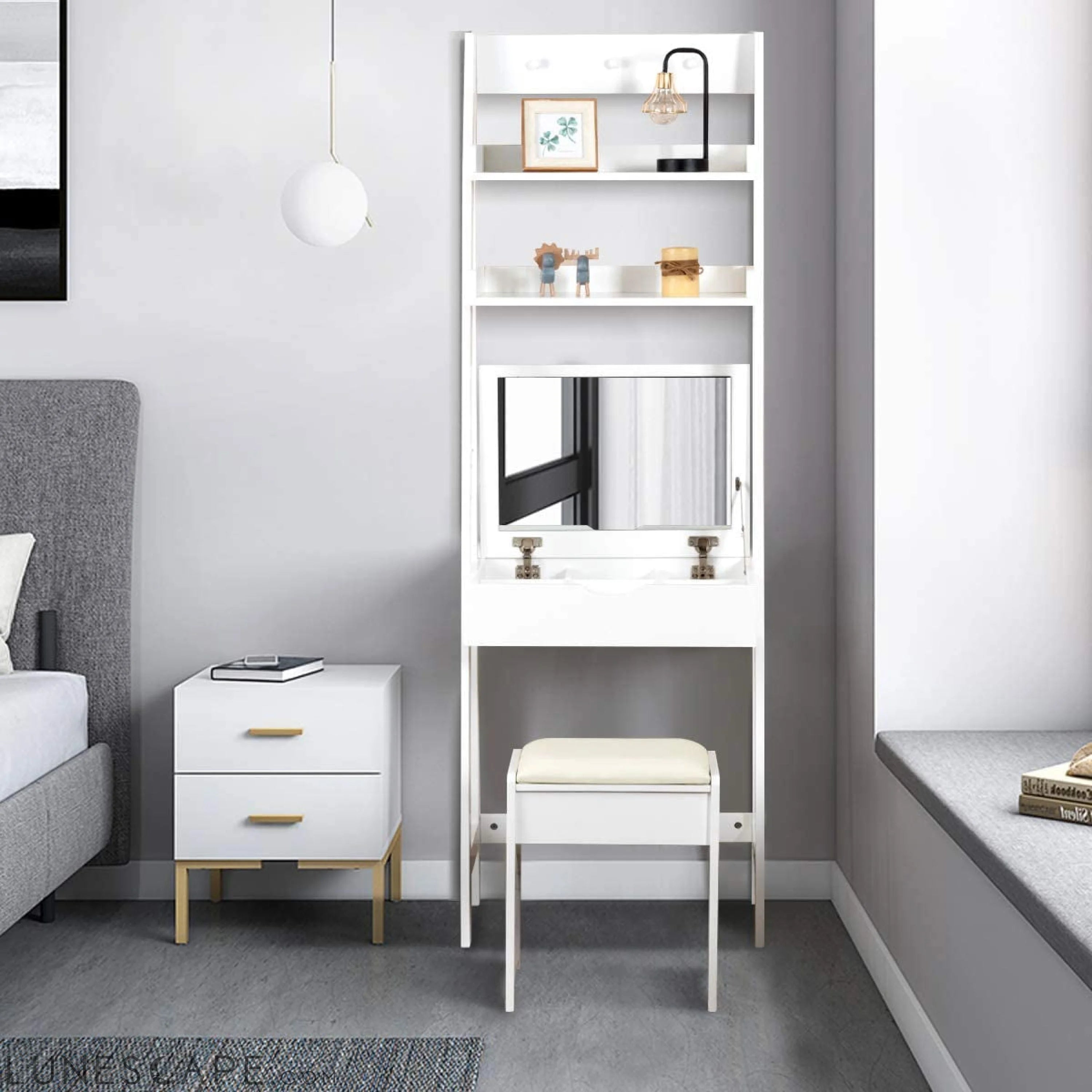 3-In-1 Vanity Set with Flip Top Mirror LUNESCAPE