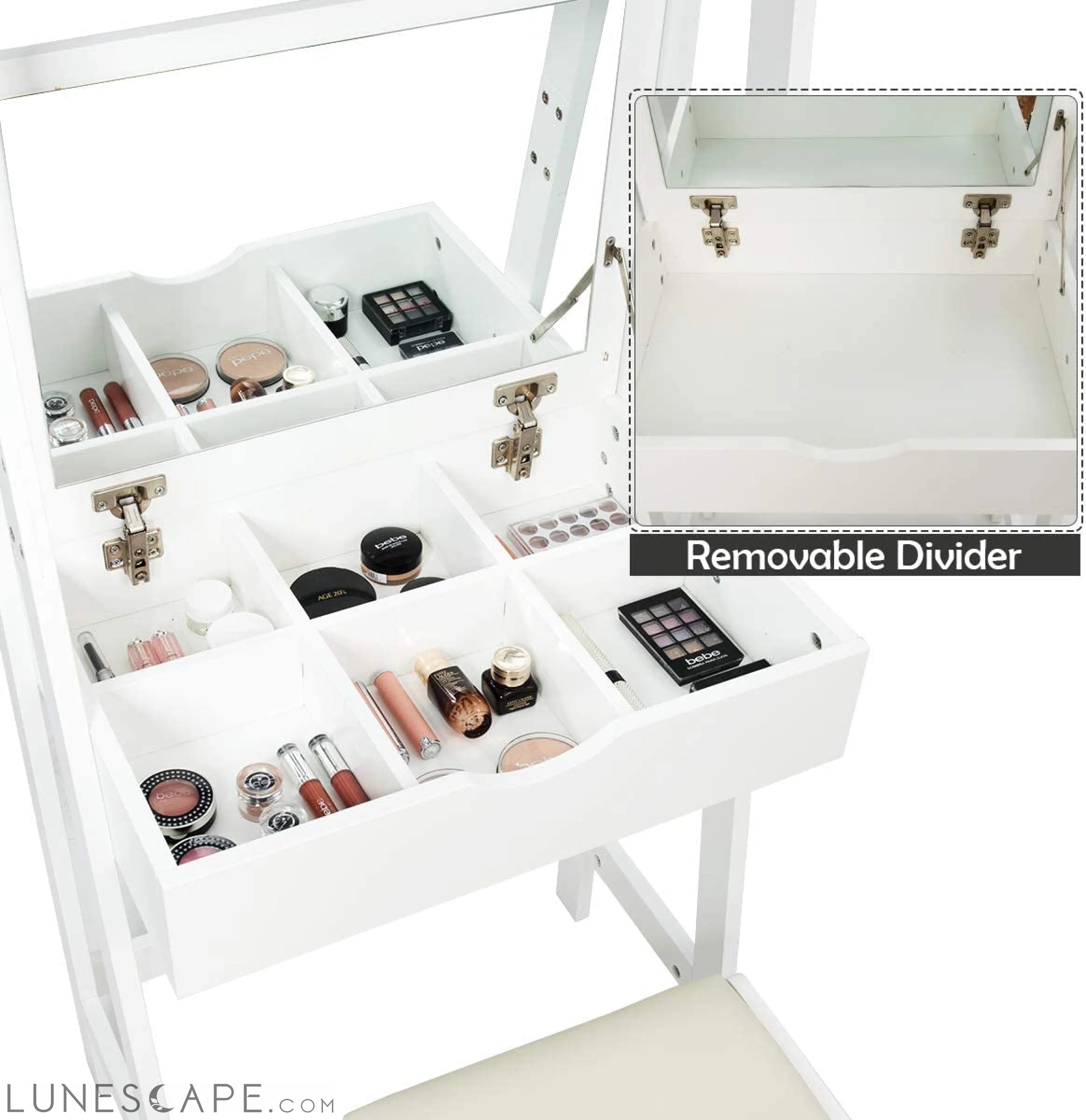 3-In-1 Vanity Set with Flip Top Mirror LUNESCAPE