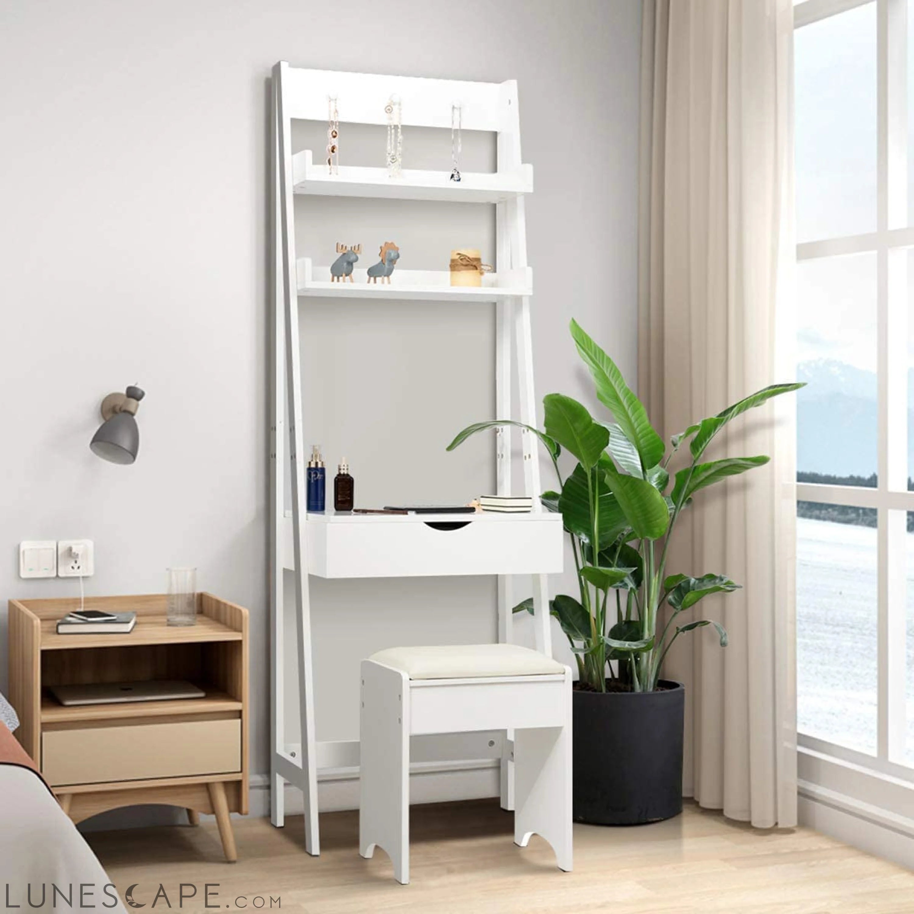 3-In-1 Vanity Set with Flip Top Mirror LUNESCAPE