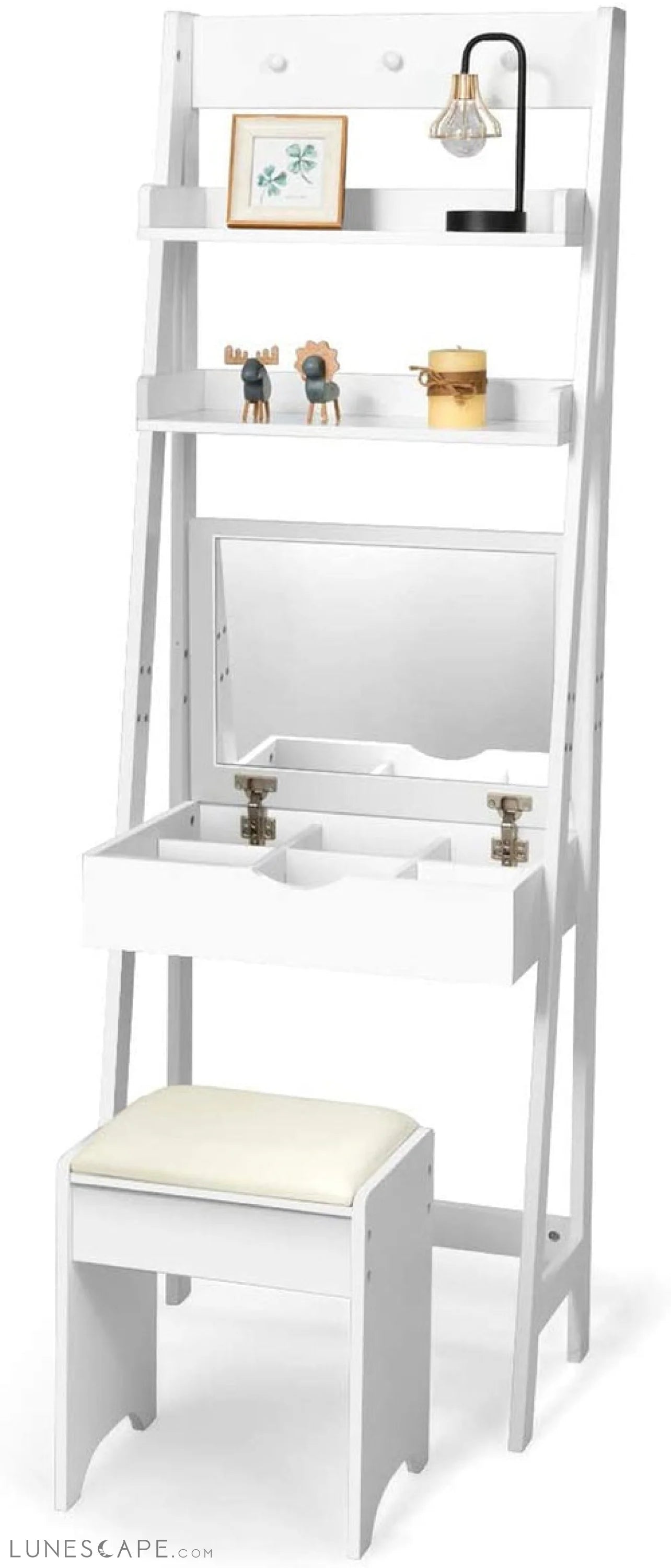 3-In-1 Vanity Set with Flip Top Mirror LUNESCAPE