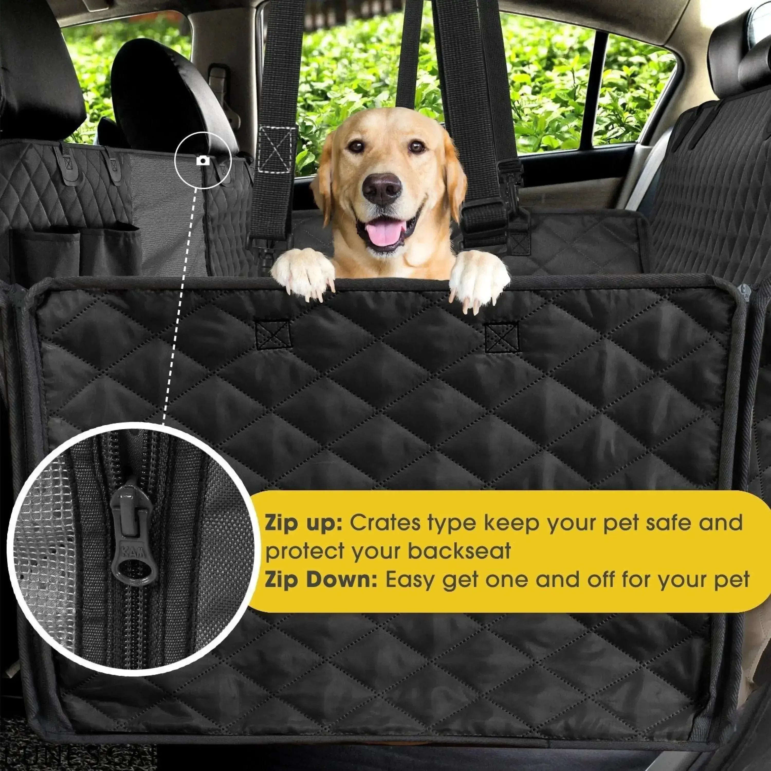 3-in-1 Waterproof Pet Carseat Cover, Hammock & Carry Case LUNESCAPE
