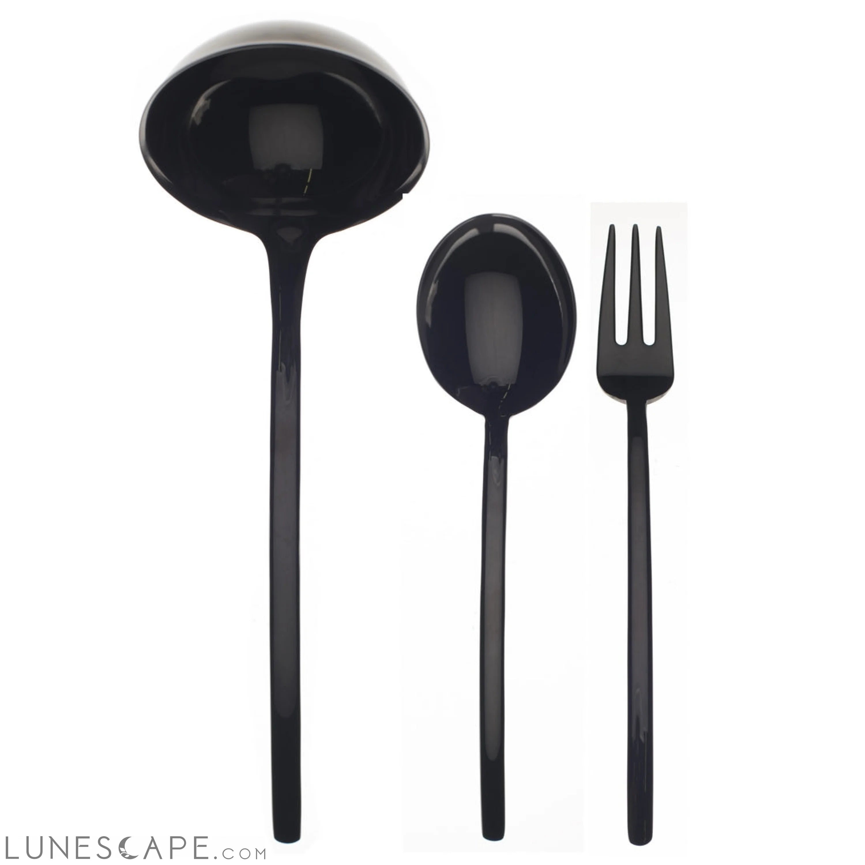 3 Pcs Serving Set (Fork Spoon and Ladle) DUE ORO NERO LUNESCAPE