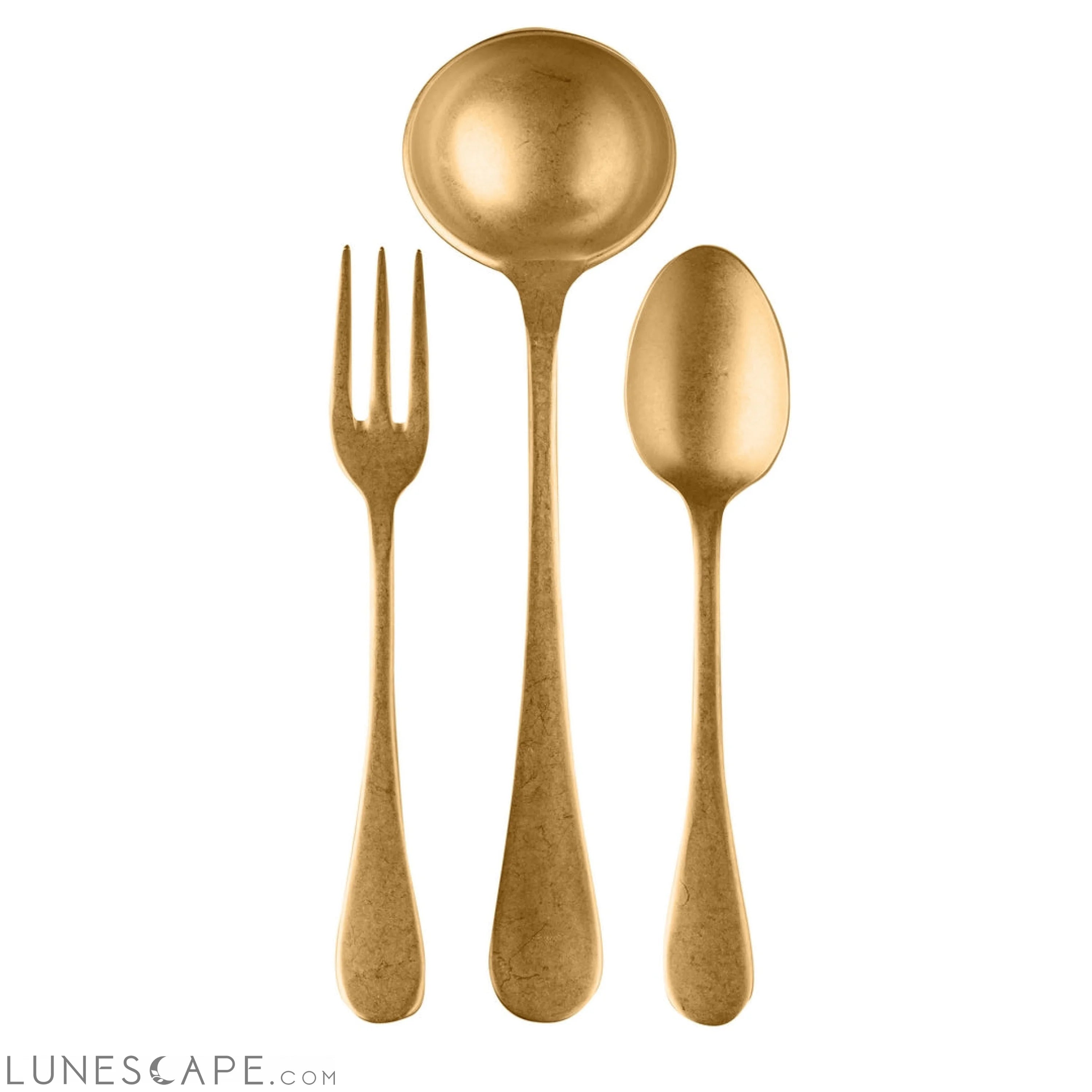 3 Pcs Serving Set (Fork Spoon and Ladle) VINTAGE ORO LUNESCAPE