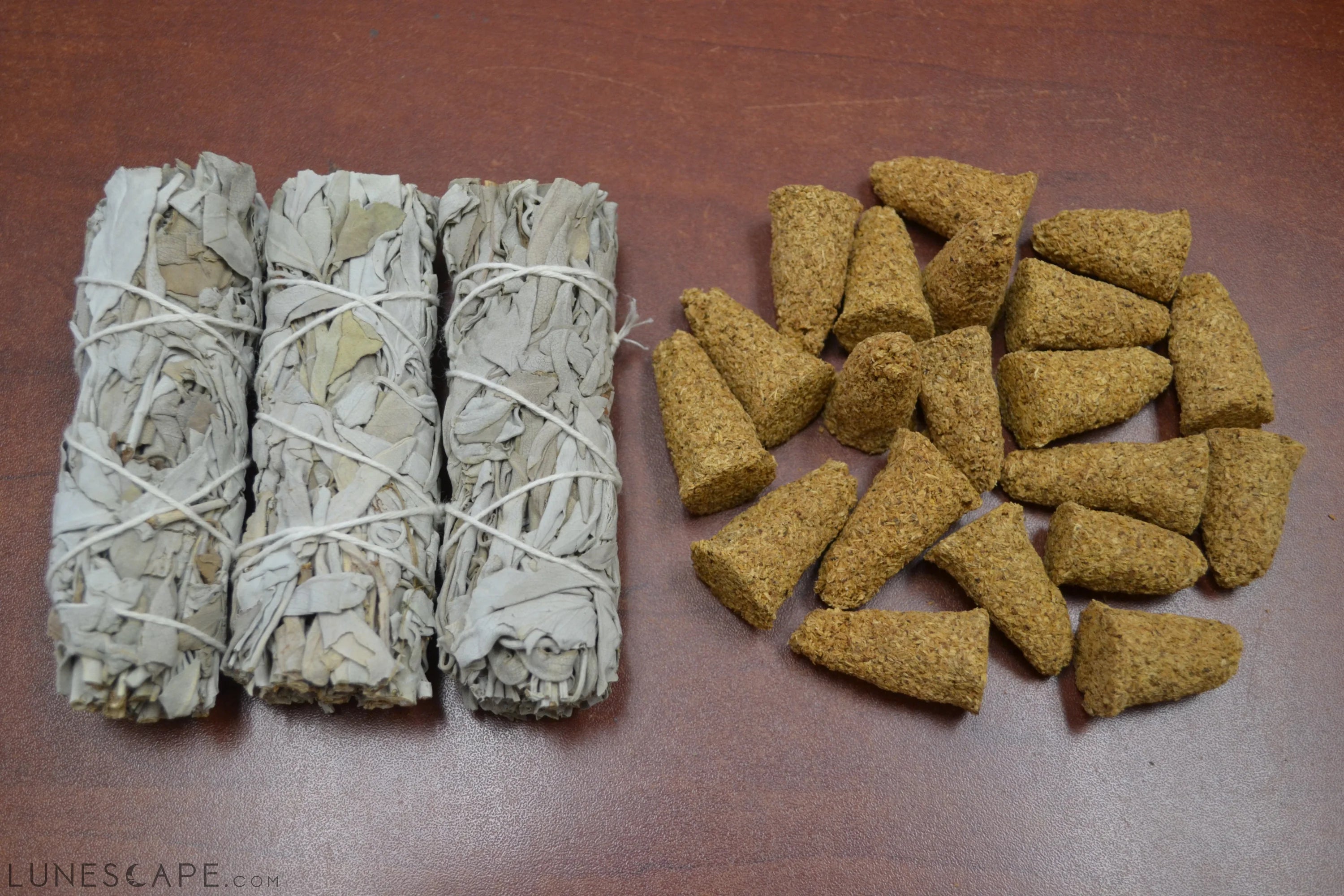 3 Pcs White Sage Bundles 4" + 20 Pcs Palo Santo Cones Refill LUNESCAPE