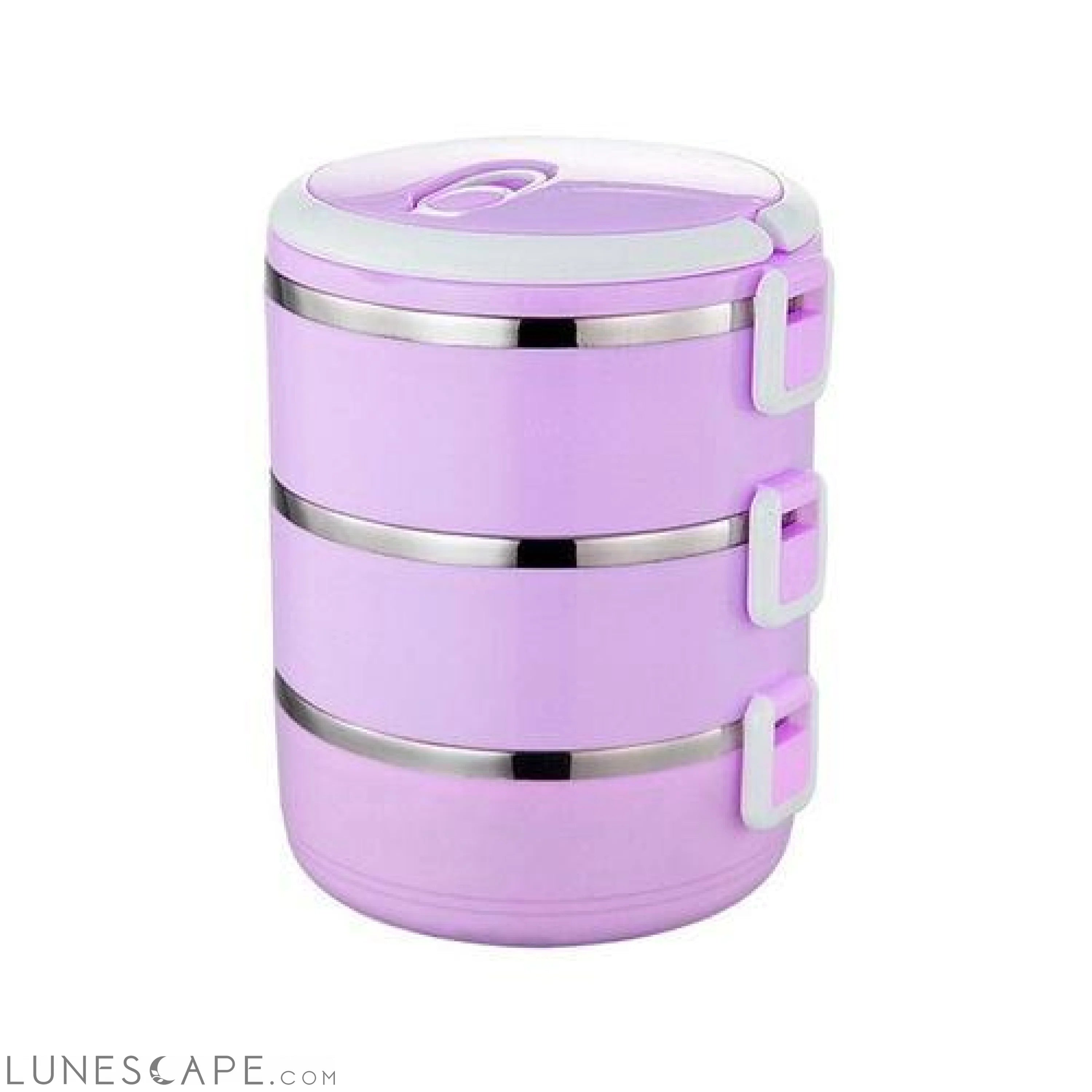 3-Tier Stackable Thermal Lunchbox - Purple LUNESCAPE