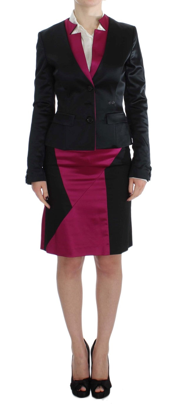 Exte Black Pink Two Piece Suit Skirt & Blazer LUNESCAPE