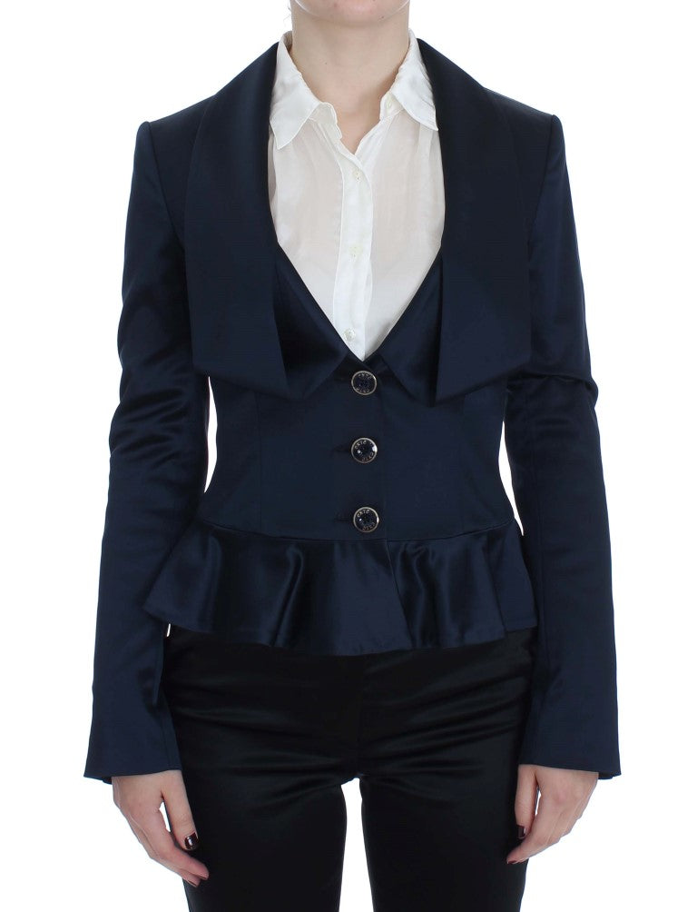Exte Blue Three Button Single Breasted Blazer Jacket LUNESCAPE