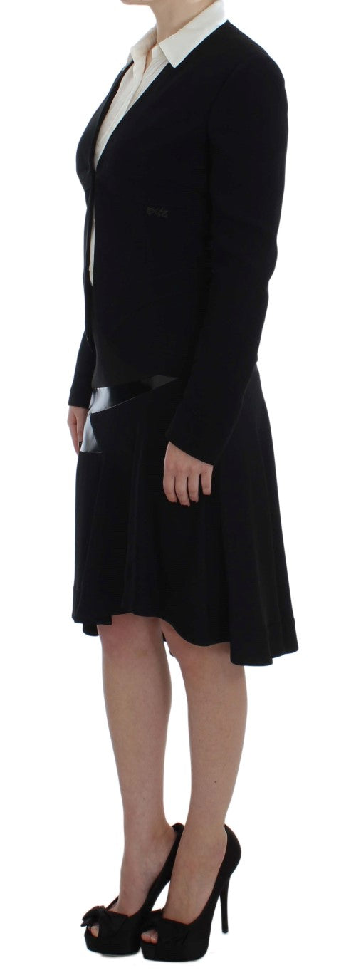 Exte Black Blue Two Piece Suit Skirt & Blazer LUNESCAPE