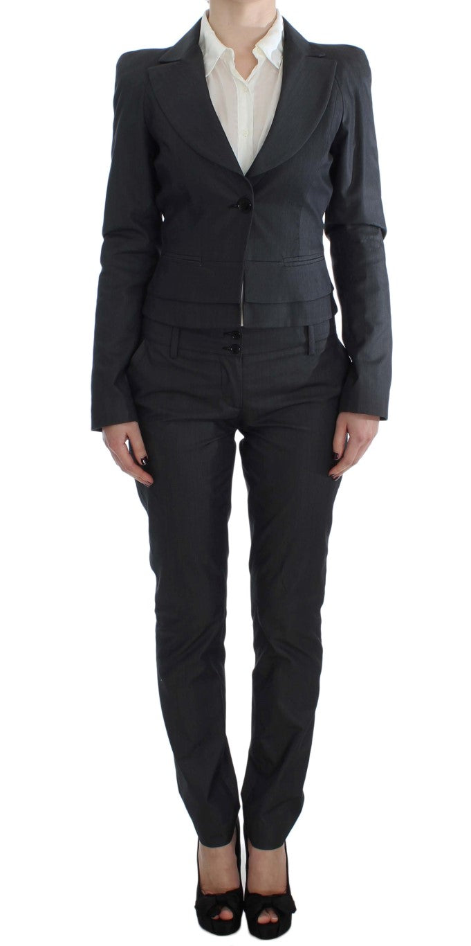 Exte Gray One Button Two Piece Suit LUNESCAPE