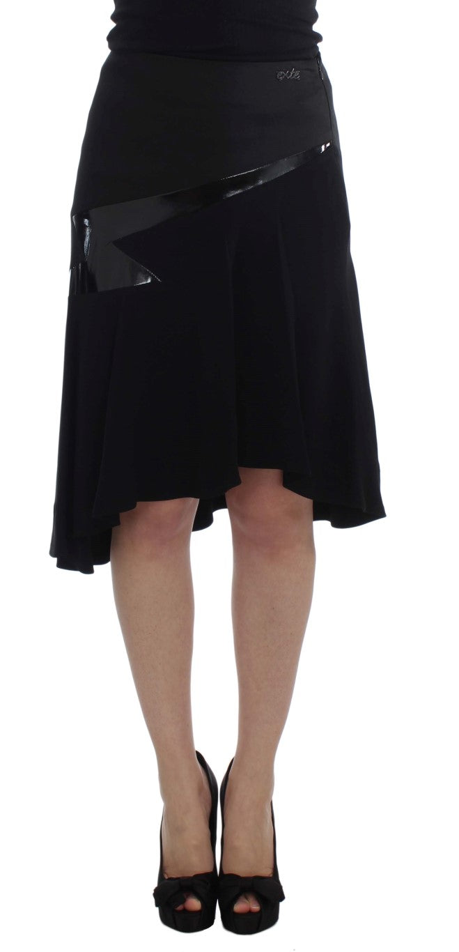 Exte Black Blue Cotton Stretch Straight Skirt LUNESCAPE