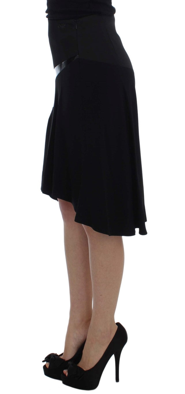 Exte Black Blue Cotton Stretch Straight Skirt LUNESCAPE