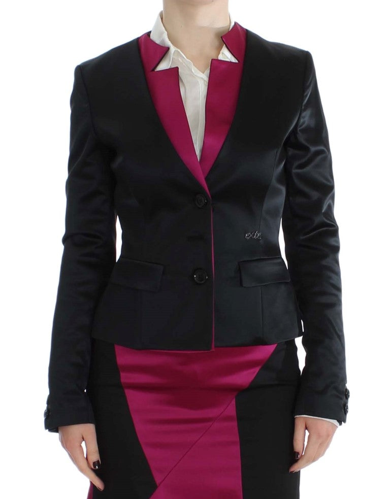 Exte Black Pink Stretch Blazer Jacket LUNESCAPE
