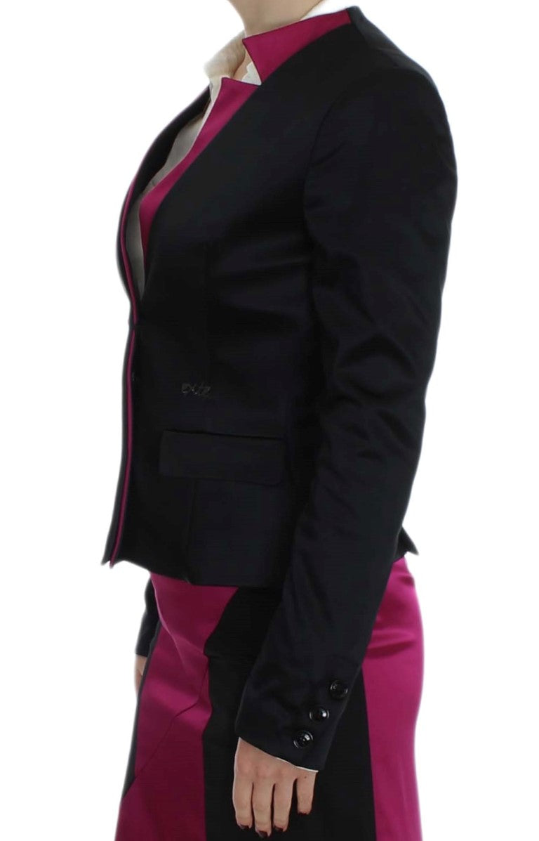 Exte Black Pink Stretch Blazer Jacket LUNESCAPE