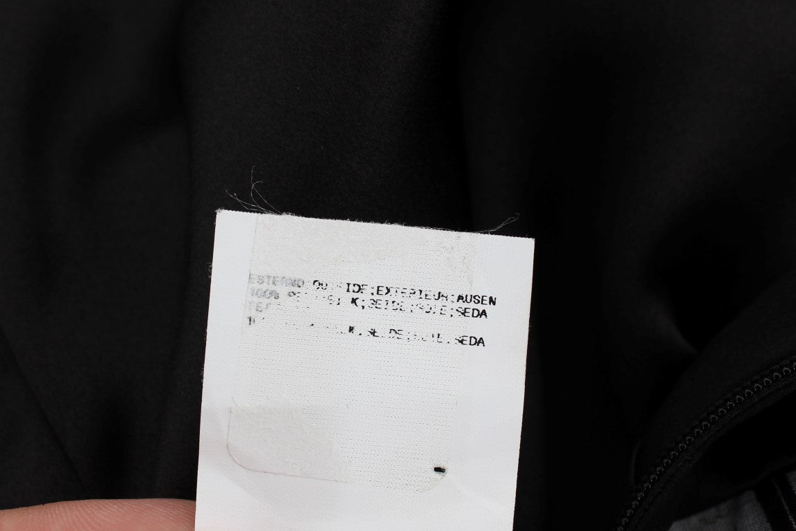 Karl Lagerfeld Gray Black Silk Blouse Top