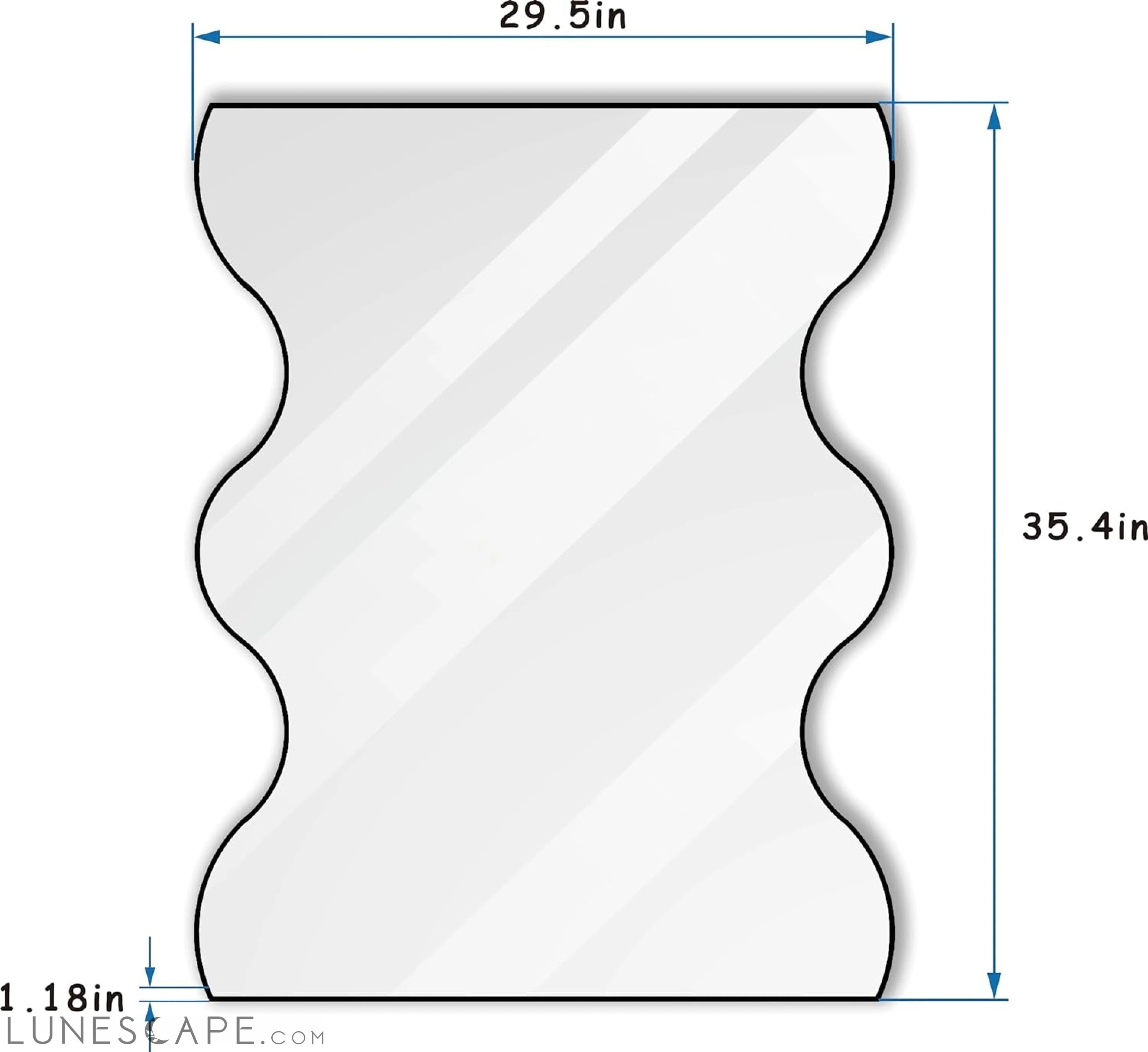 30X35 Inch Irregular Black Metal Framed Bathroom Mirror with Wavy LUNESCAPE