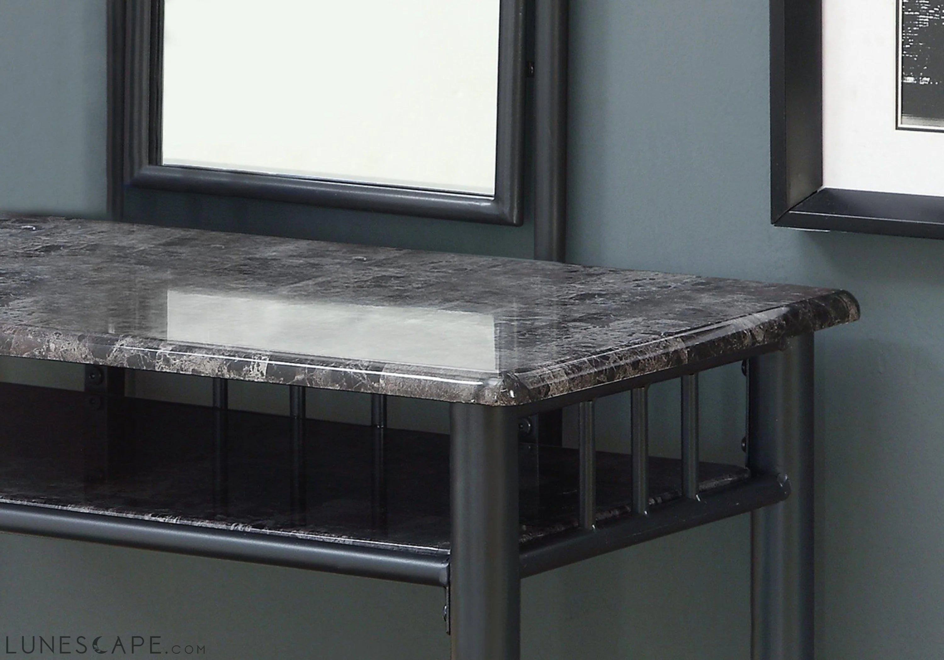 31" x 46" x 69" Grey Marble Metal 2pcs Vanity Set LUNESCAPE