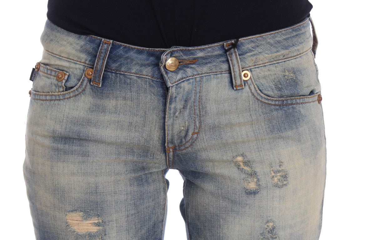 Cavalli Blue Wash Cotton Slim Fit Bootcut Jeans LUNESCAPE
