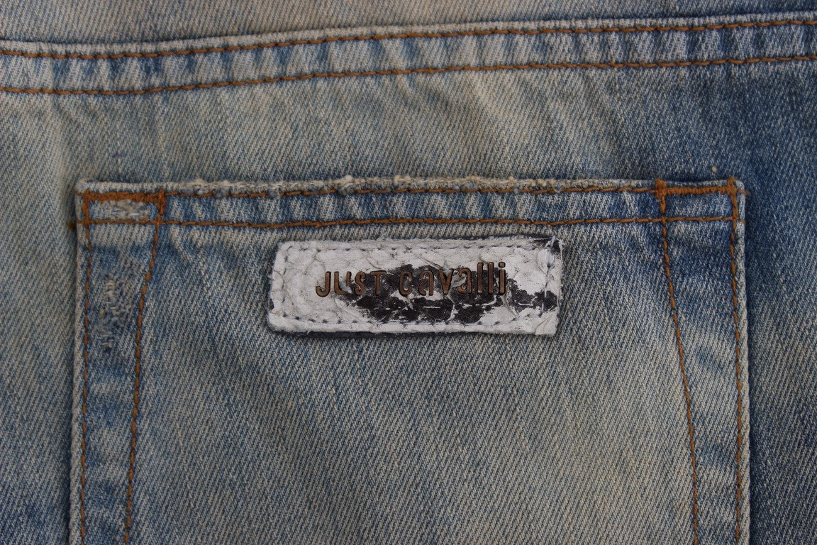 Cavalli Blue Wash Cotton Slim Fit Bootcut Jeans LUNESCAPE