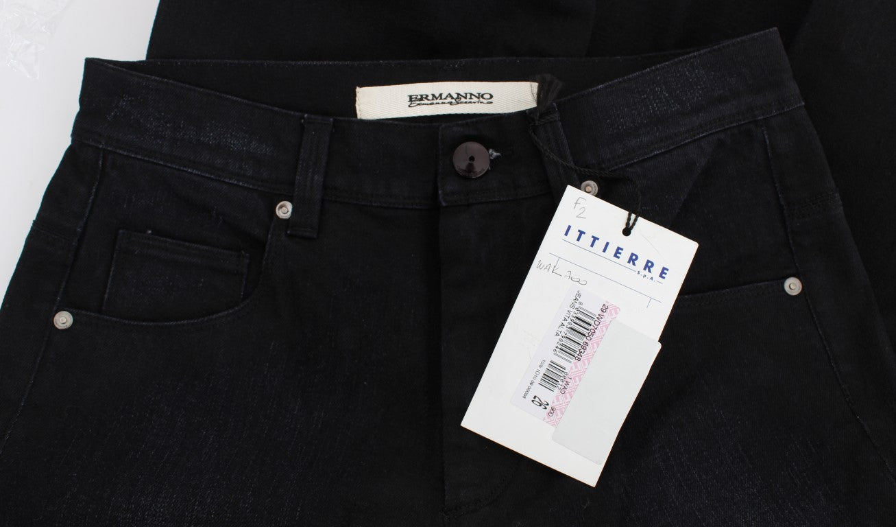 Ermanno Scervino Blue Cotton Blend Slim Fit Bootcut Jeans LUNESCAPE