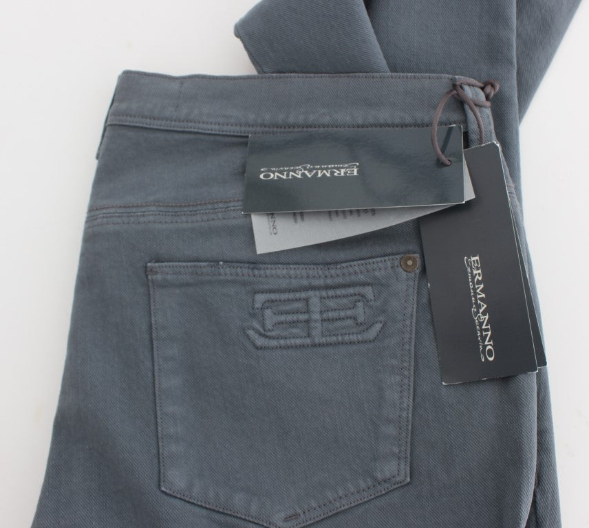 Ermanno Scervino Blue Cotton Blend Slim Fit Bootcut Jeans LUNESCAPE