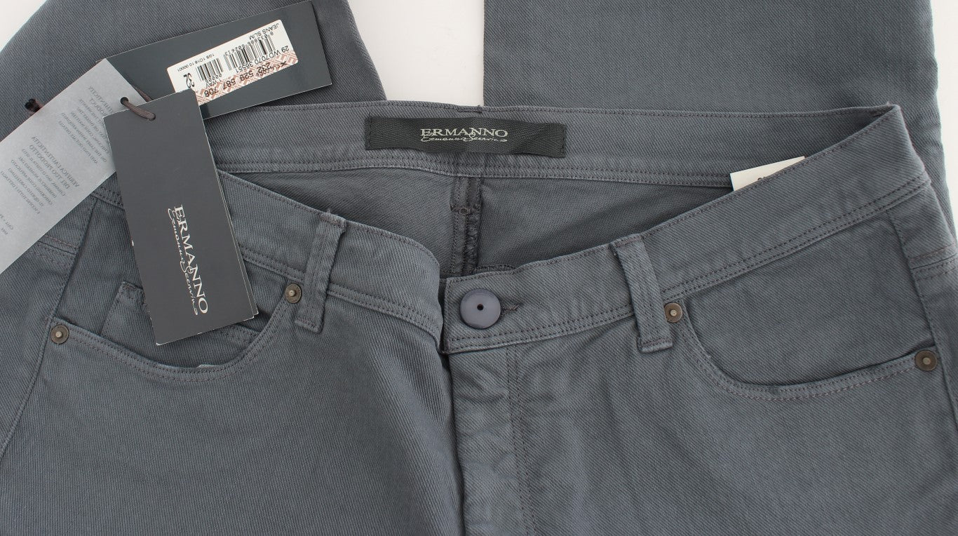 Ermanno Scervino Blue Cotton Blend Slim Fit Bootcut Jeans LUNESCAPE
