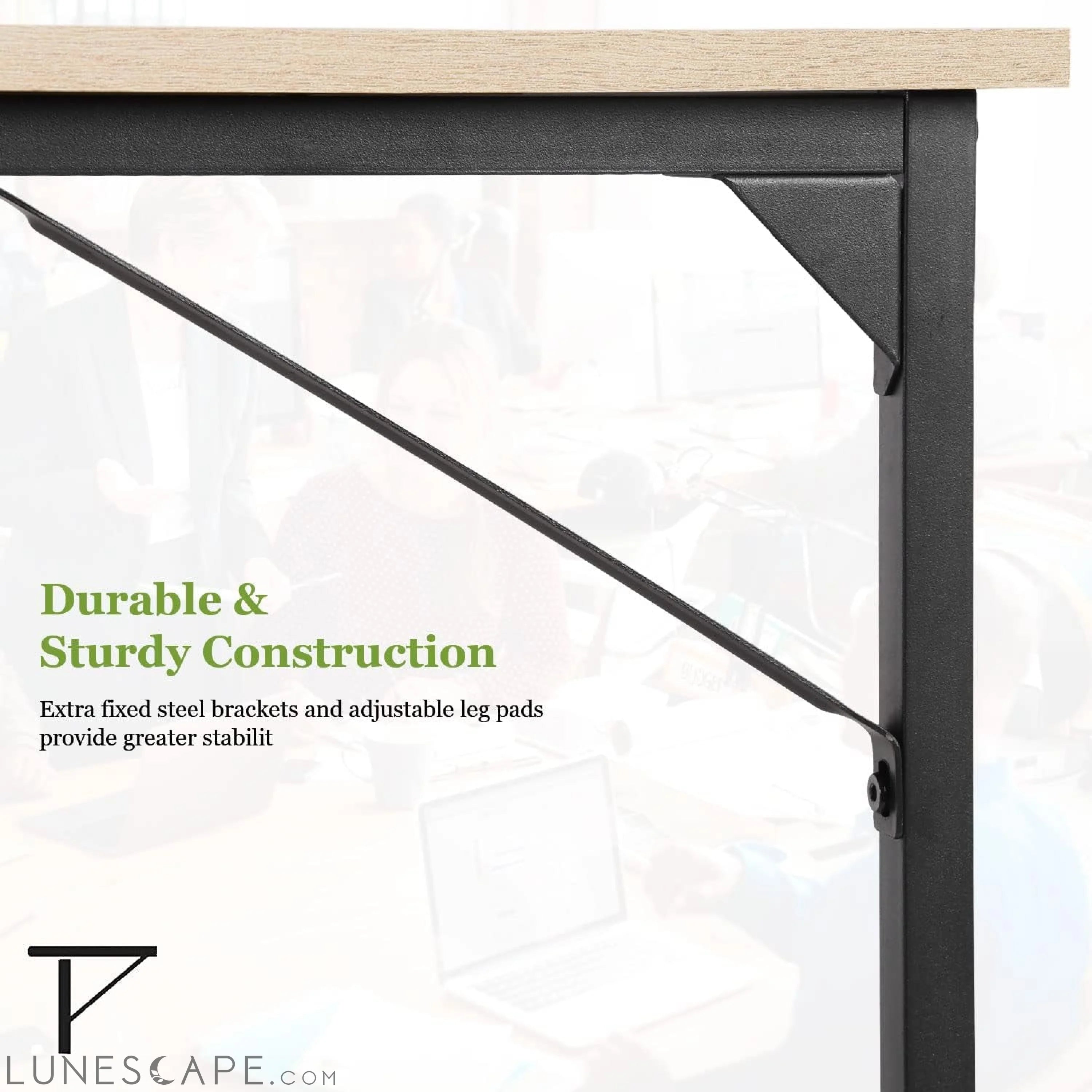 32/39/47 Inch Computer Desk Study Writing Table, Adjustable Feet, LUNESCAPE