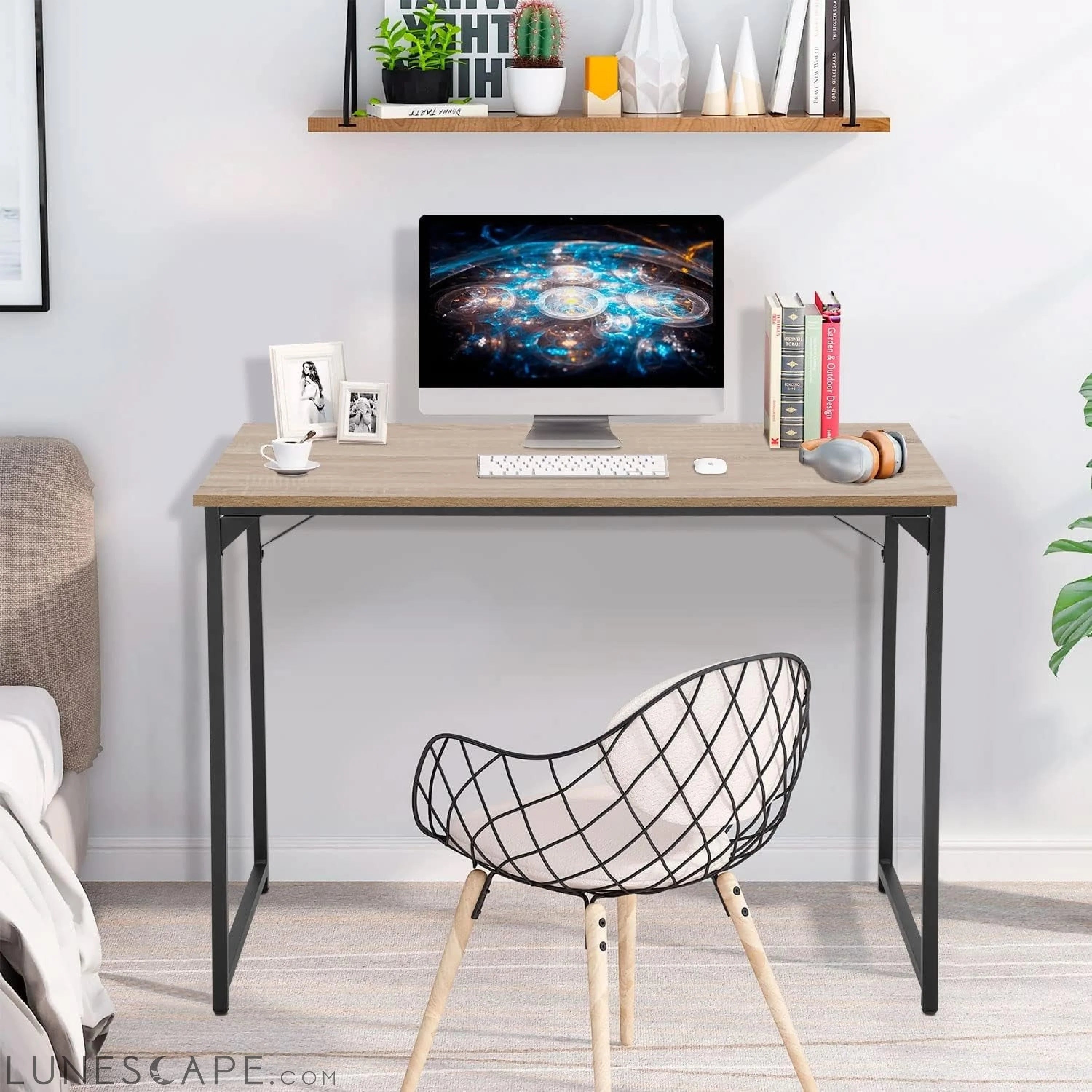 32/39/47 Inch Computer Desk Study Writing Table, Adjustable Feet, LUNESCAPE