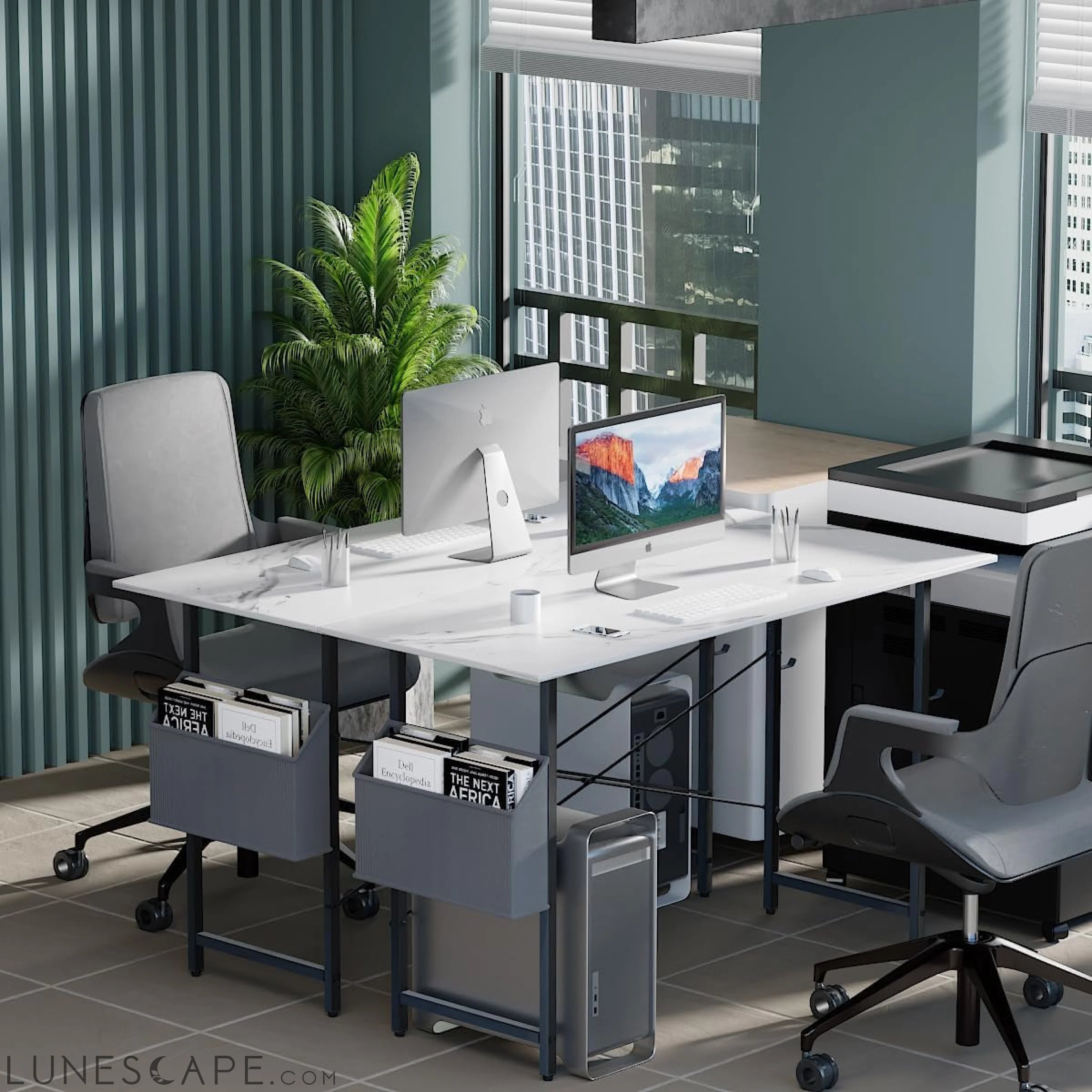 32 Inch Computer Desk for Small Spaces with Storage Bag, Home Office LUNESCAPE