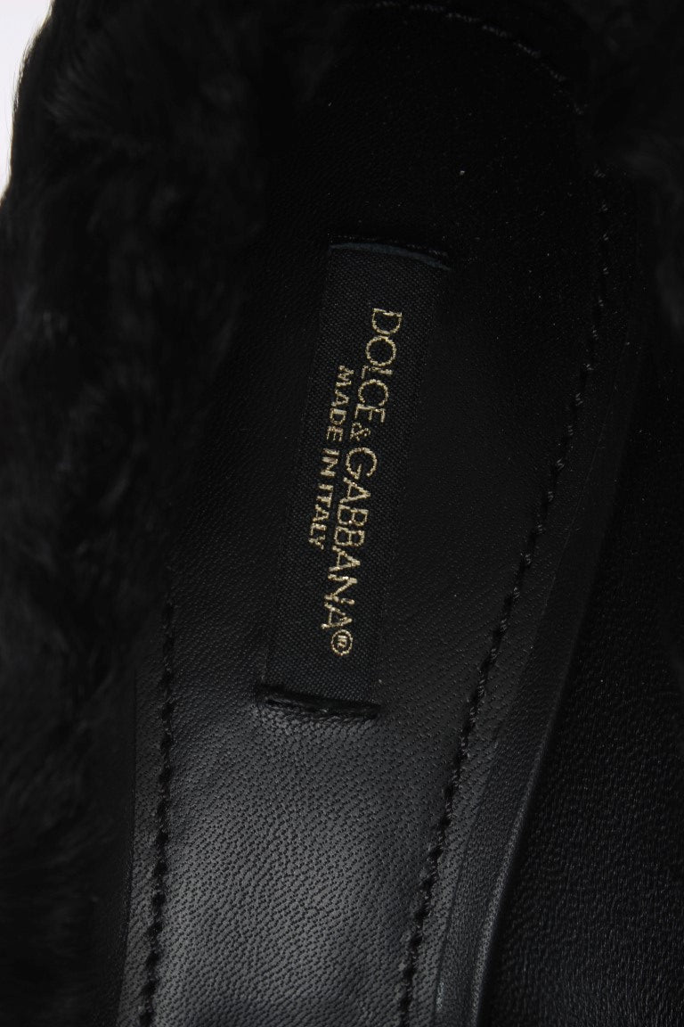 Dolce & Gabbana Black Xiangao Lamb Fur Leather Pumps LUNESCAPE