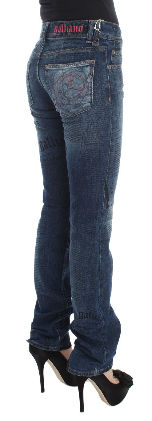 John Galliano Blue Wash Cotton Blend Slim Fit Bootcut Jeans LUNESCAPE