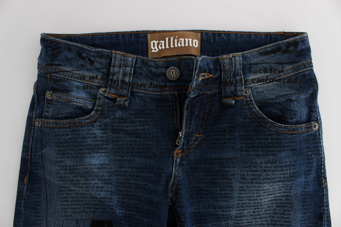 John Galliano Blue Wash Cotton Blend Slim Fit Bootcut Jeans LUNESCAPE