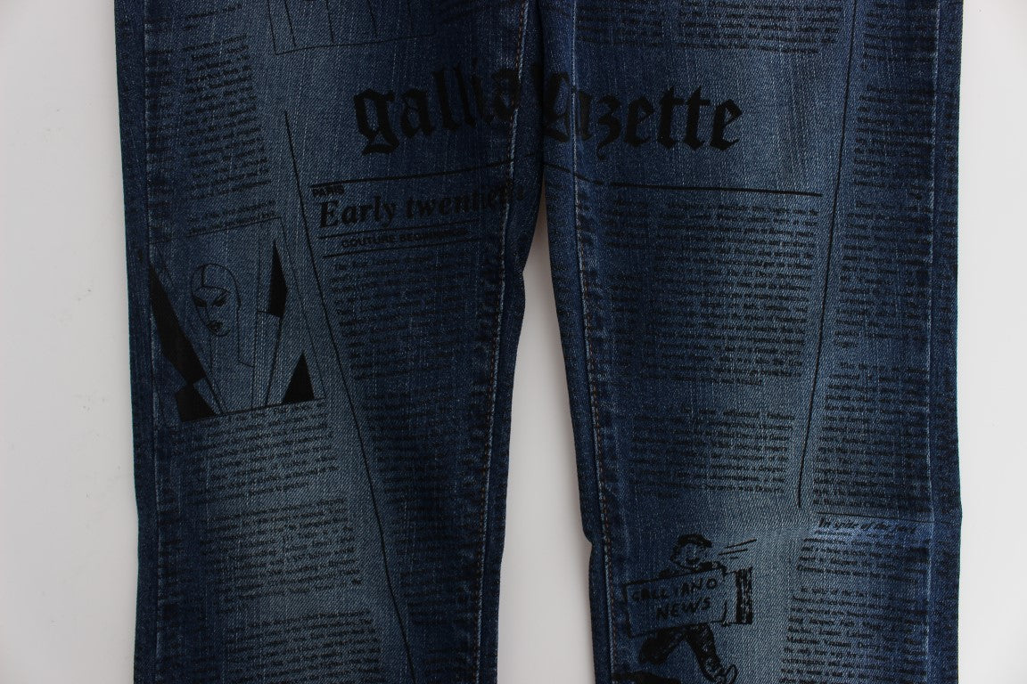 John Galliano Blue Wash Cotton Blend Slim Fit Bootcut Jeans LUNESCAPE