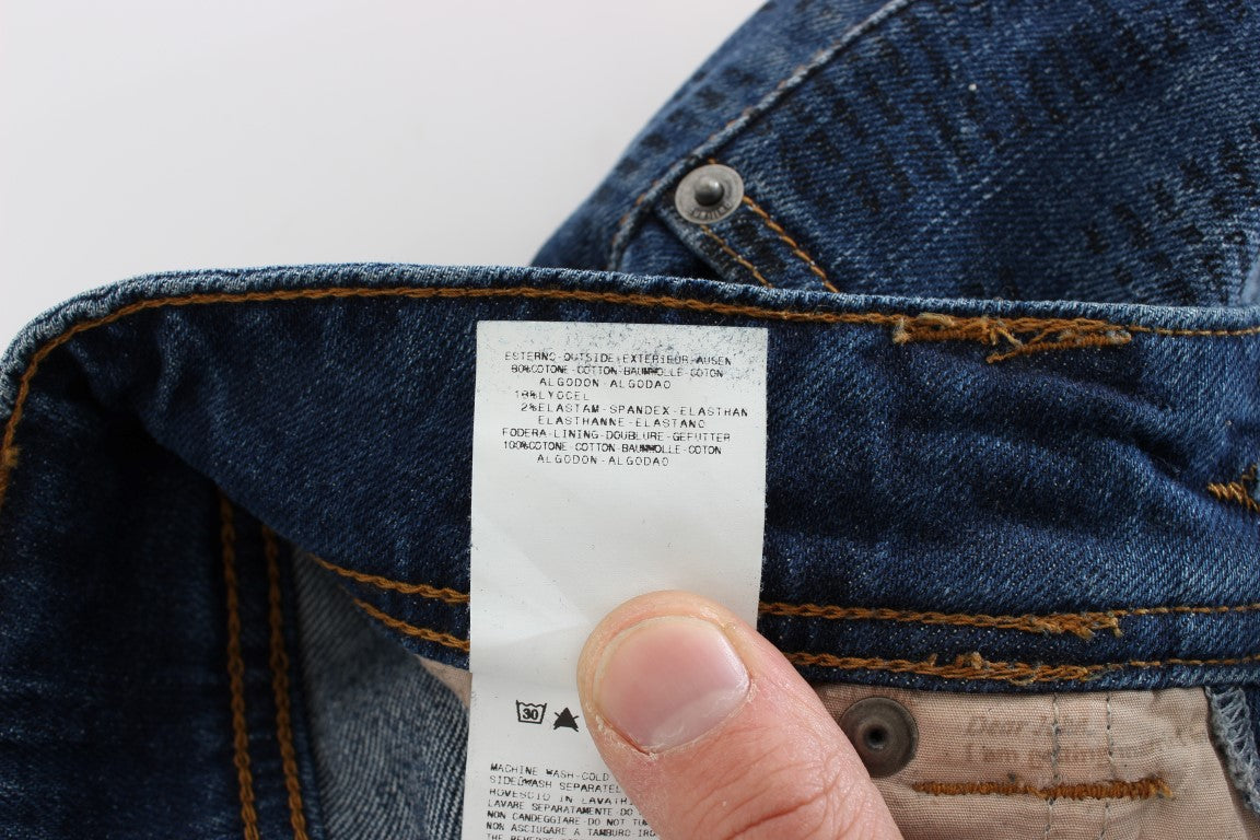 John Galliano Blue Wash Cotton Blend Slim Fit Bootcut Jeans LUNESCAPE