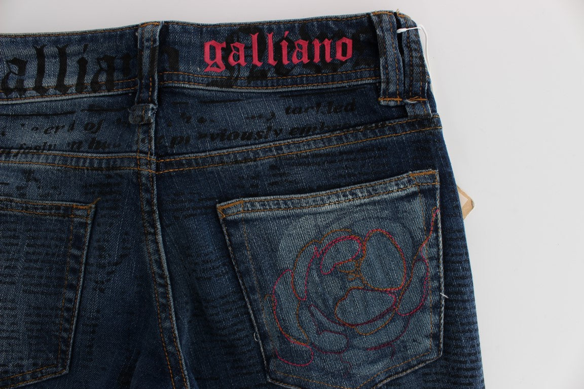 John Galliano Blue Wash Cotton Blend Slim Fit Bootcut Jeans LUNESCAPE