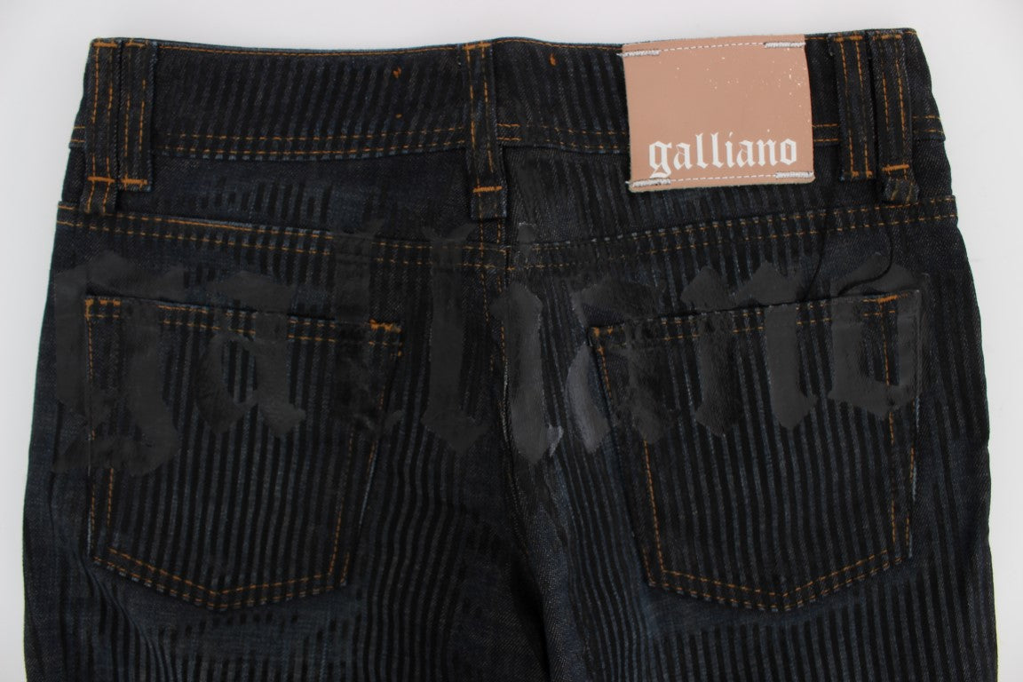 John Galliano Blue Wash Cotton Blend Slim Fit Bootcut Jeans LUNESCAPE