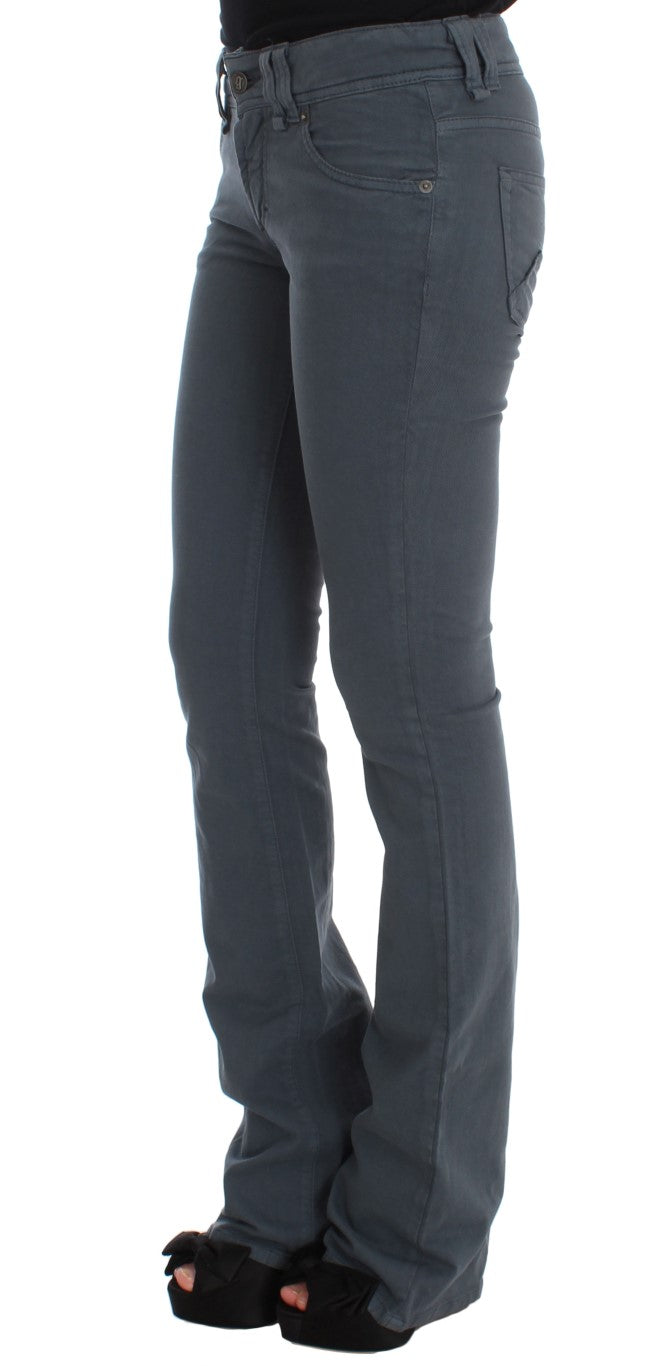John Galliano Blue Cotton Blend Slim Fit Bootcut Jeans LUNESCAPE