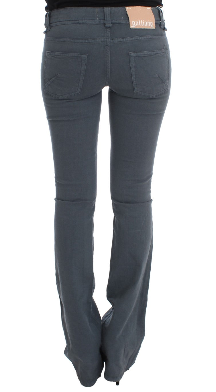 John Galliano Blue Cotton Blend Slim Fit Bootcut Jeans LUNESCAPE