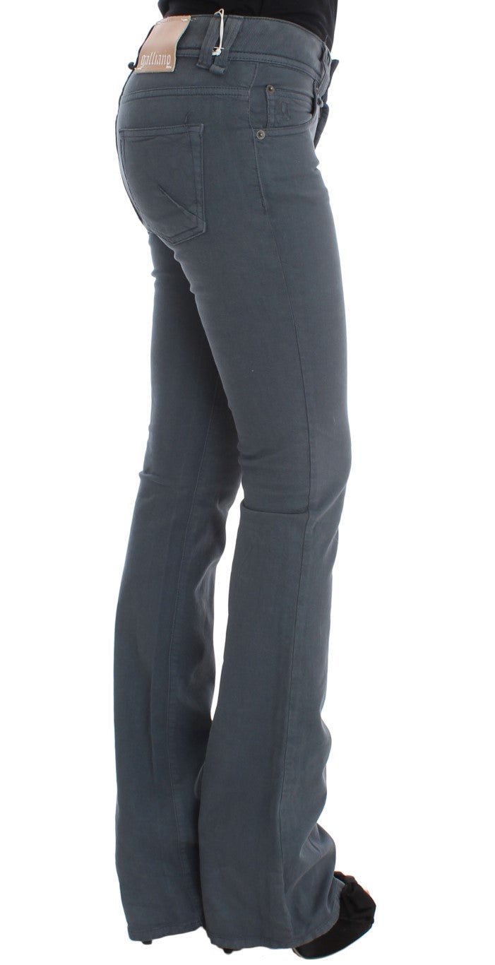 John Galliano Blue Cotton Blend Slim Fit Bootcut Jeans LUNESCAPE
