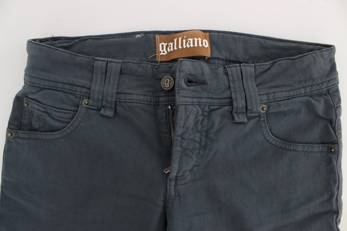 John Galliano Blue Cotton Blend Slim Fit Bootcut Jeans LUNESCAPE