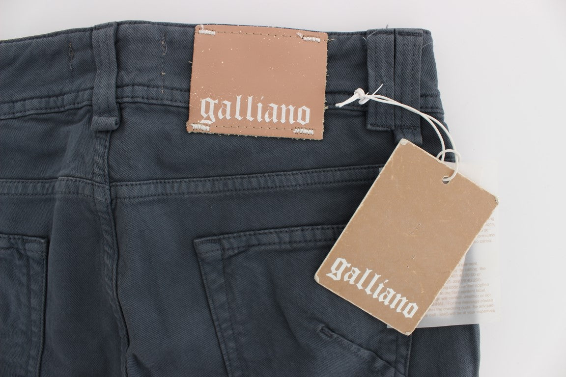 John Galliano Blue Cotton Blend Slim Fit Bootcut Jeans LUNESCAPE