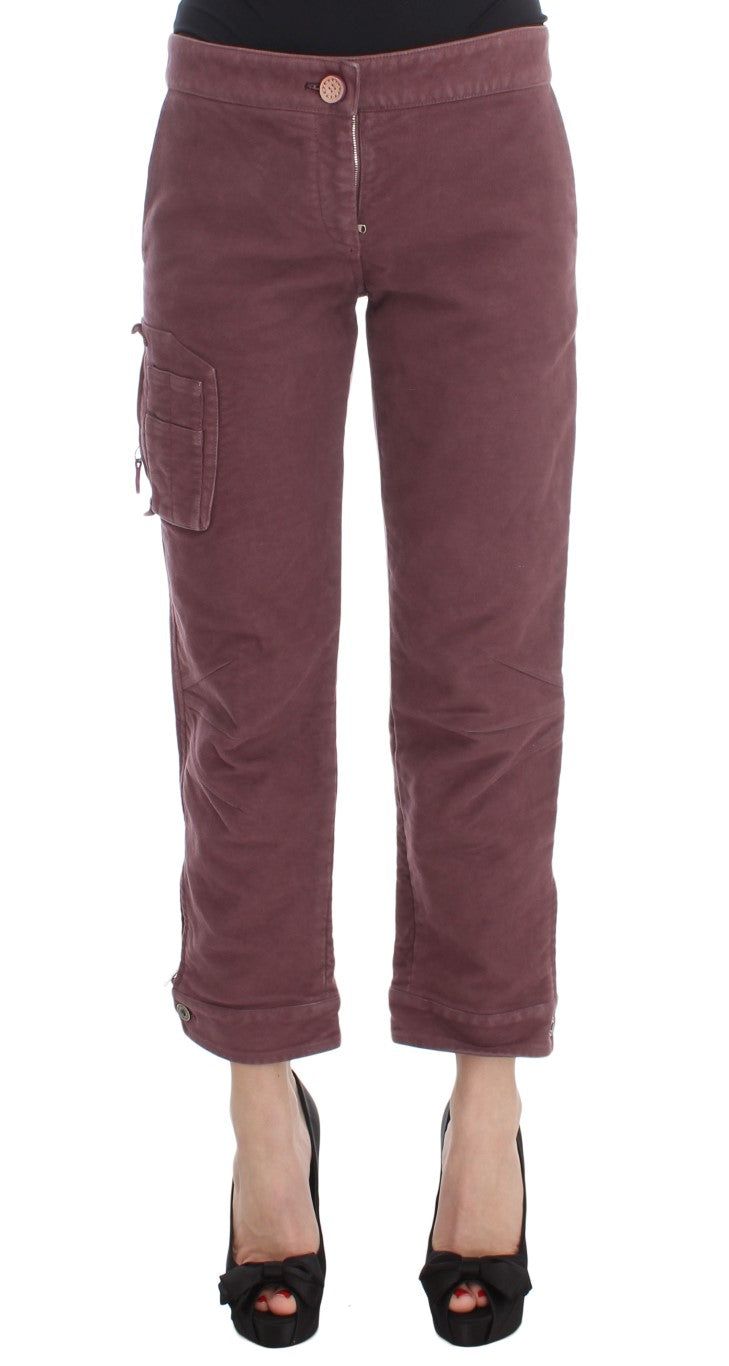 Ermanno Scervino Bordeaux Cotton Cropped Cargo Pants LUNESCAPE