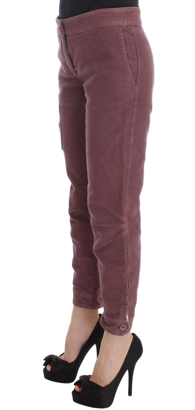 Ermanno Scervino Bordeaux Cotton Cropped Cargo Pants LUNESCAPE