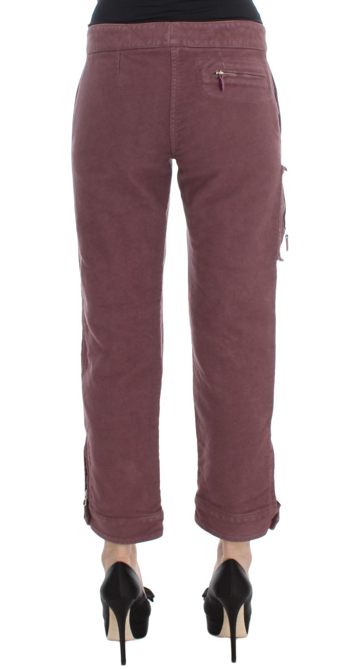 Ermanno Scervino Bordeaux Cotton Cropped Cargo Pants LUNESCAPE