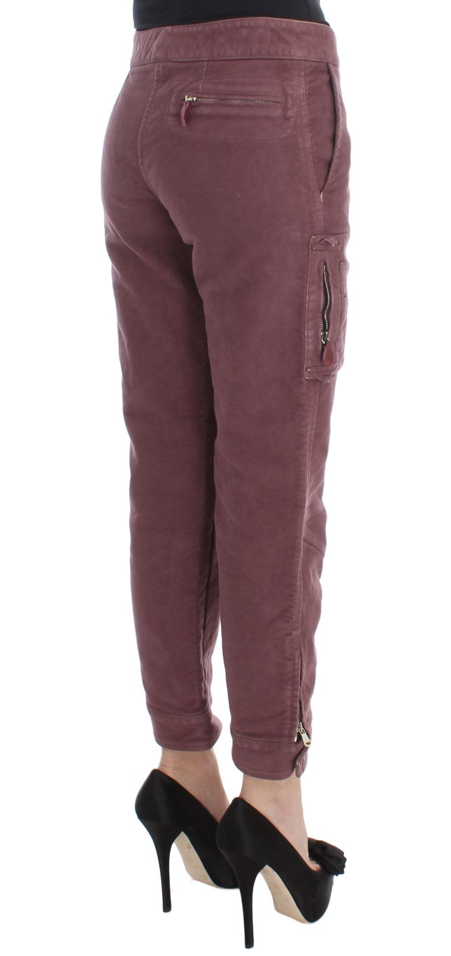 Ermanno Scervino Bordeaux Cotton Cropped Cargo Pants LUNESCAPE