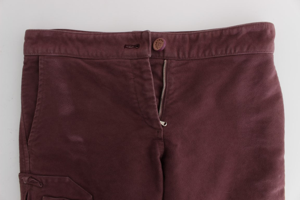 Ermanno Scervino Bordeaux Cotton Cropped Cargo Pants LUNESCAPE