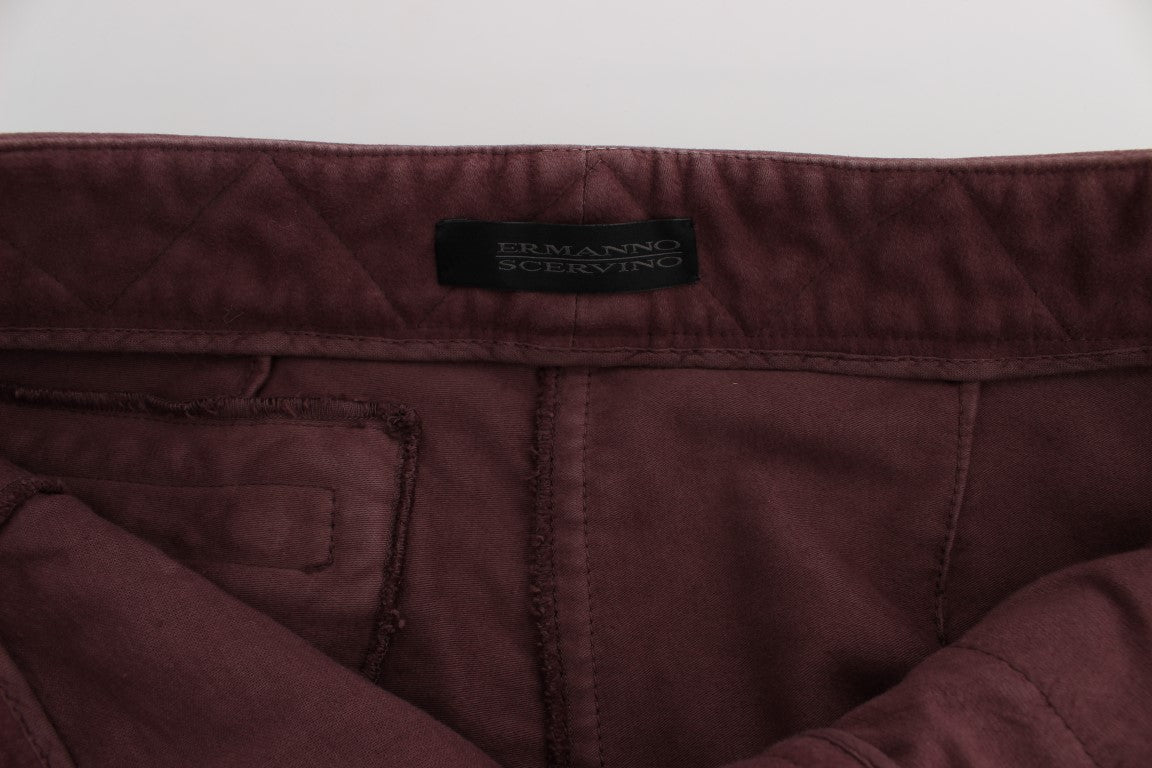 Ermanno Scervino Bordeaux Cotton Cropped Cargo Pants LUNESCAPE