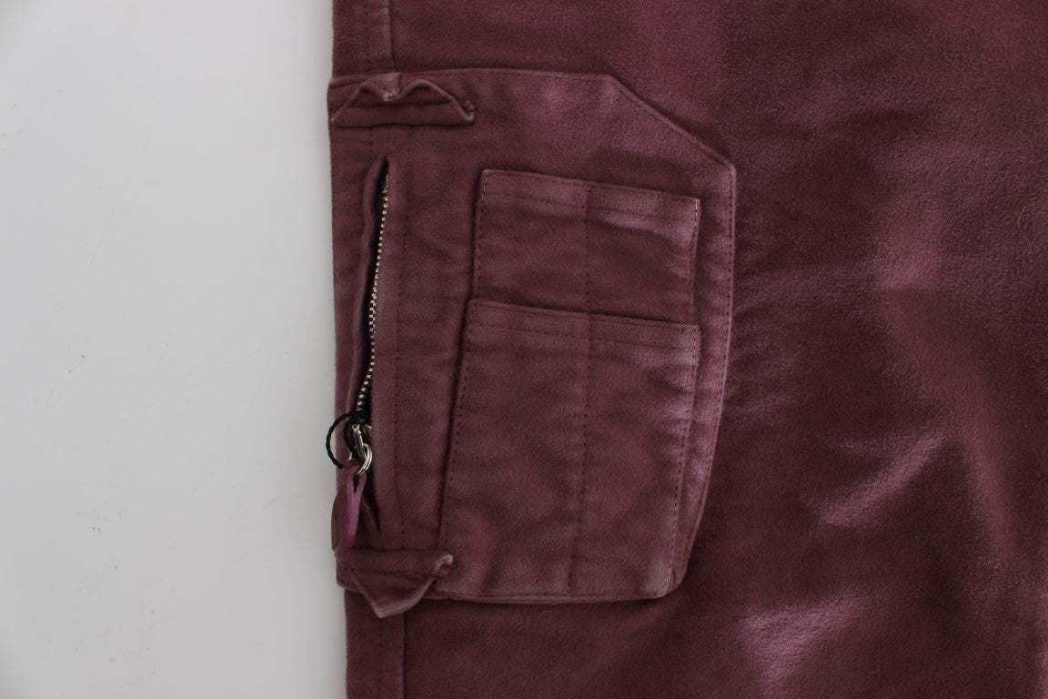 Ermanno Scervino Bordeaux Cotton Cropped Cargo Pants LUNESCAPE