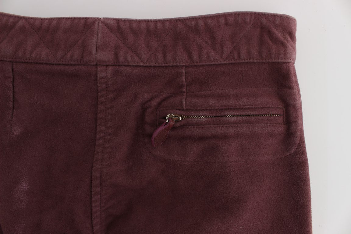 Ermanno Scervino Bordeaux Cotton Cropped Cargo Pants LUNESCAPE
